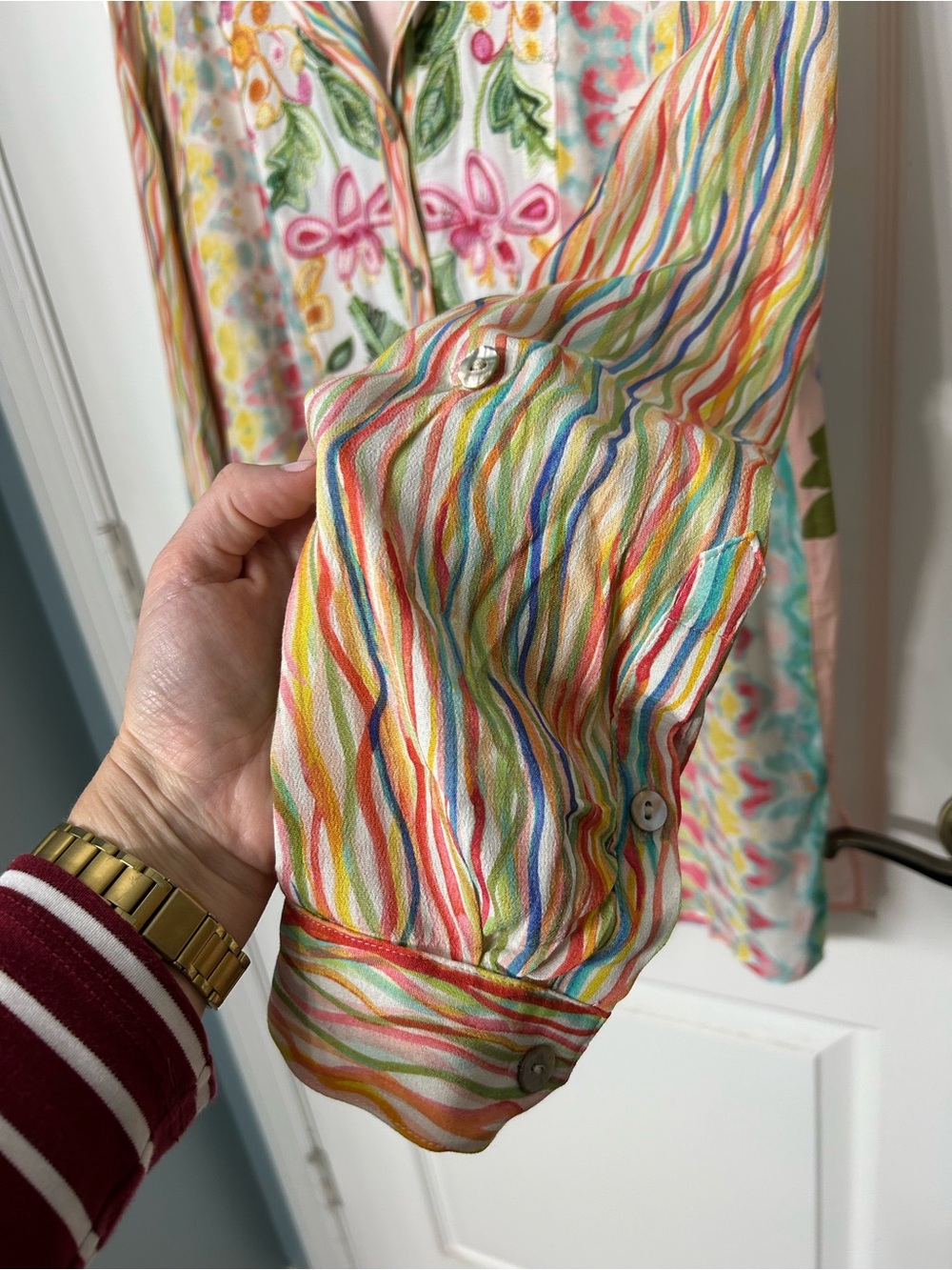 John Mark Colorful Blouse Top Small - Picture 3 of 10